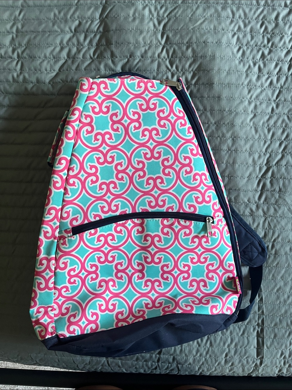 Patterned Pink & Teal Sling Bag - tennis racket bag